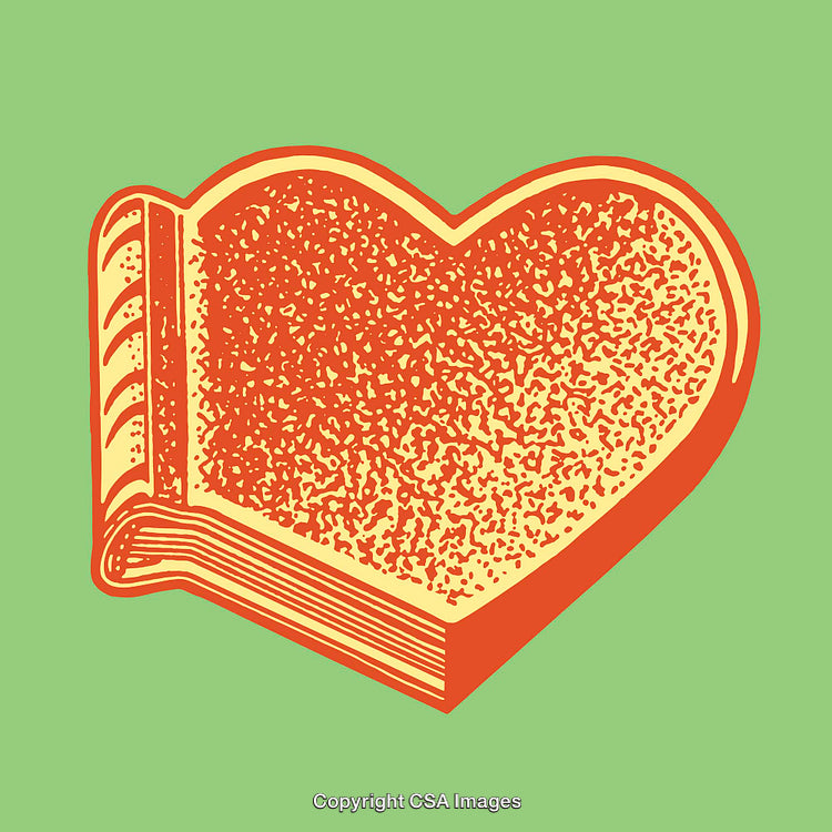 Heart-Shaped Book Illustration in Vibrant Retro Color Style