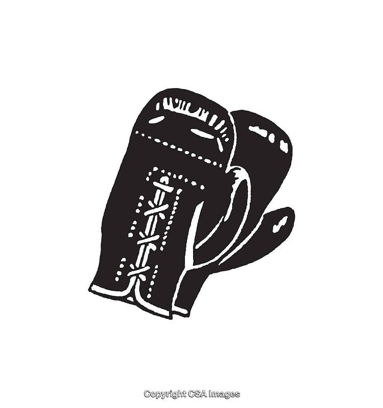 Black and White Line Art of a Pair of Boxing Gloves