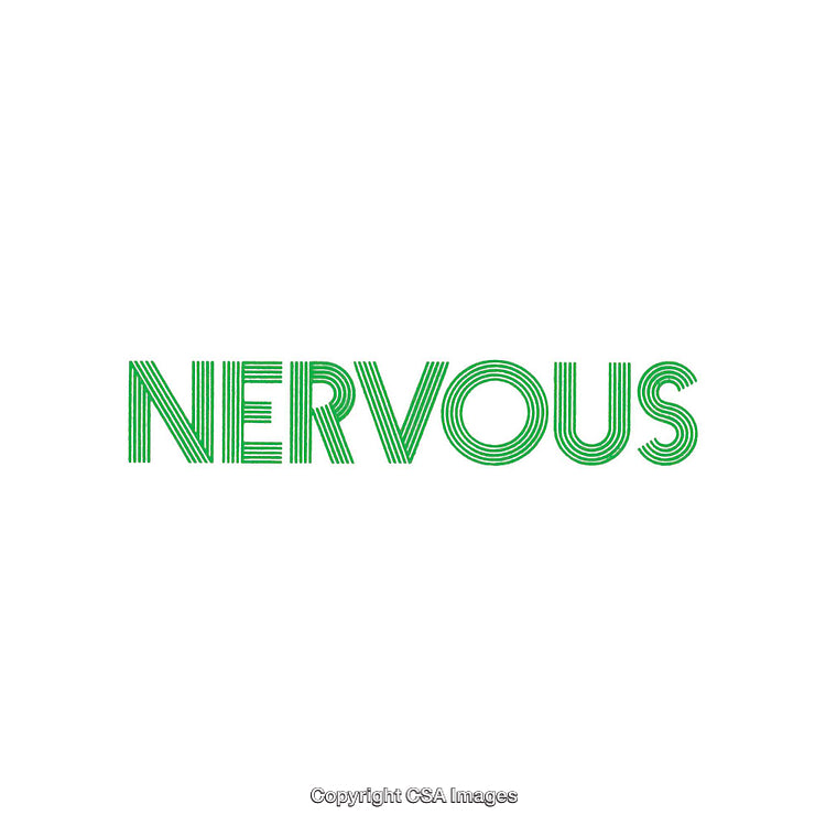 Minimalist Green Text Art Featuring the Word Nervous on a White Background