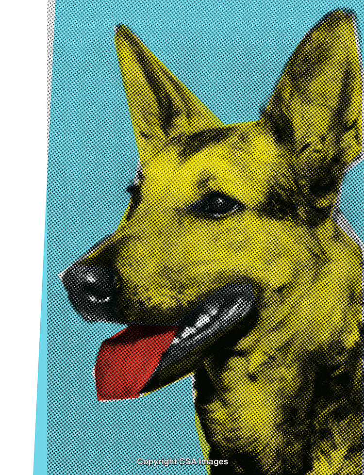 Stylized Portrait of a Dog With Pop Art Halftone Dot Effect