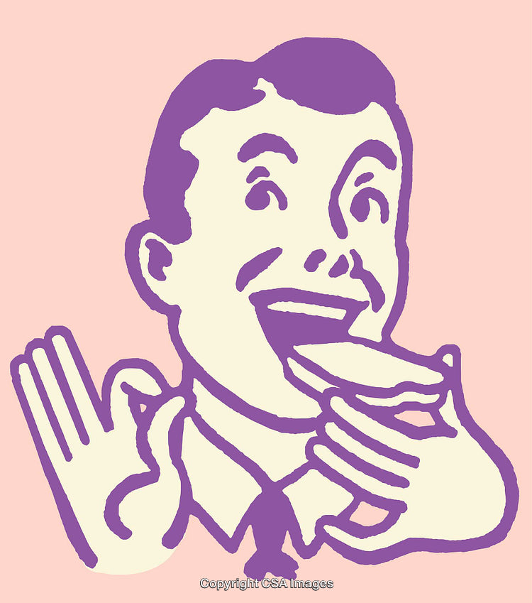 Colorful Retro Style Illustration of a Man Enjoying a Sandwich