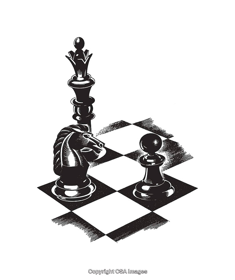 Elegant Black and White Chess Line Art Illustration