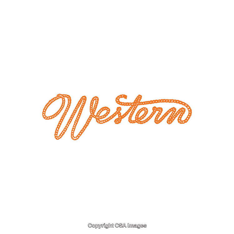 Western-Style Orange Rope Text Design on Solid White Background