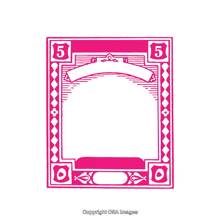 Bright Pink Decorative Frame with Ornamental Details and Space for Custom Content