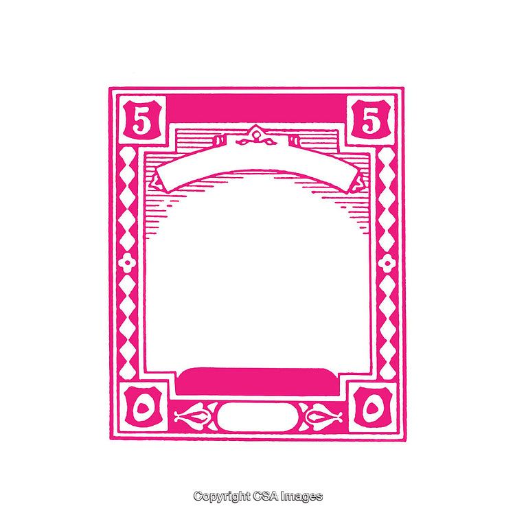 Bright Pink Decorative Frame with Ornamental Details and Space for Custom Content