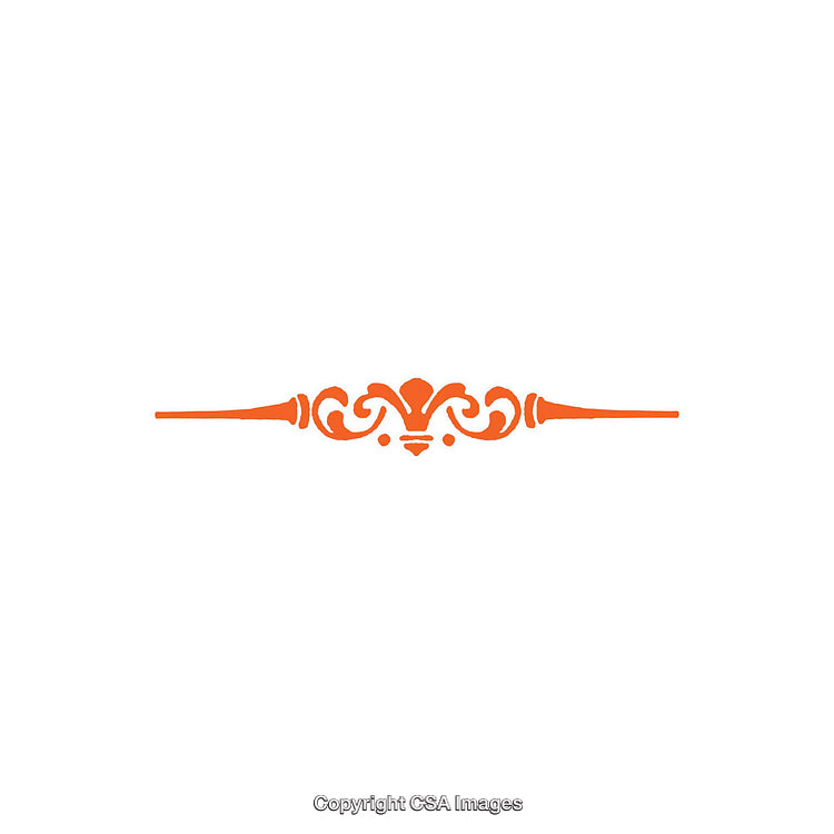 Ornamental Divider Design with Symmetrical Flourishes in Vibrant Orange Color
