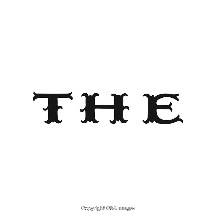 Stylized Black Gothic Text 'The' on White Background
