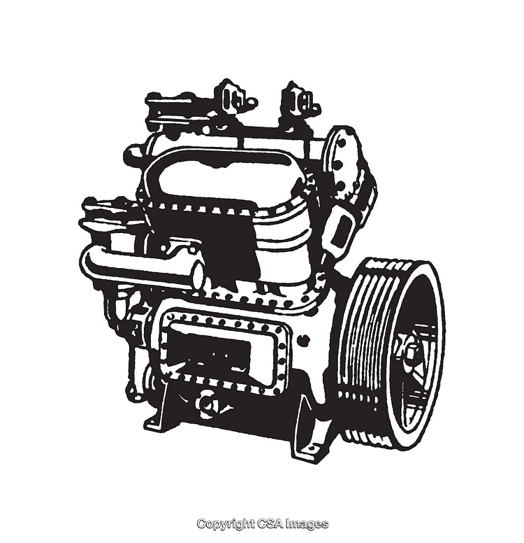 Detailed Black and White Line Art of a Vintage Machine