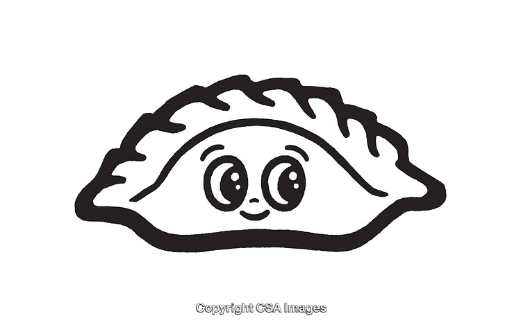 Adorable Dumpling Character with Cute Cartoon Eyes Line Art Illustration