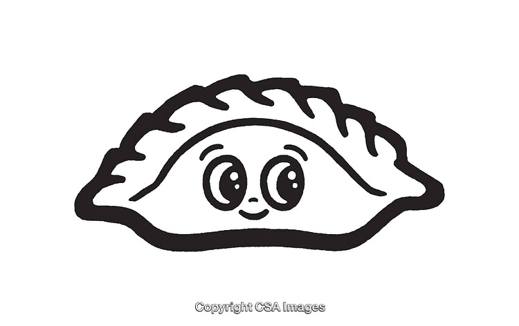 Adorable Dumpling Character with Cute Cartoon Eyes Line Art Illustration
