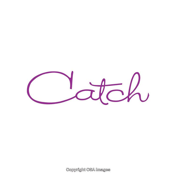 Stylish Handwritten Word 'Catch' in Elegant Purple on White Background