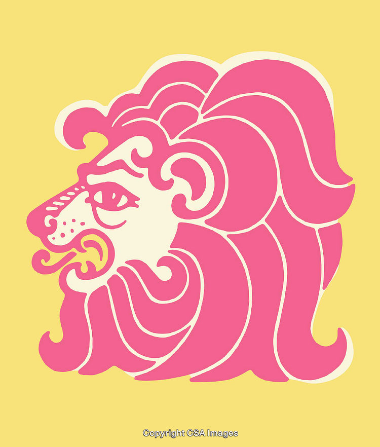 Colorful Stylized Lion Illustration with Vibrant Yellow and Pink Tones