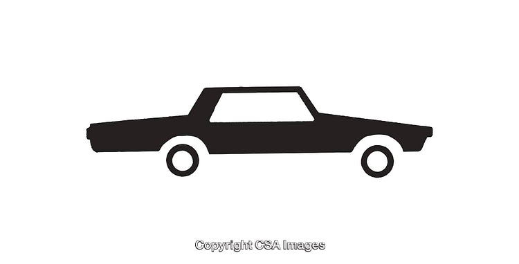Classic Black and White Icon of a Sedan Vehicle Side View