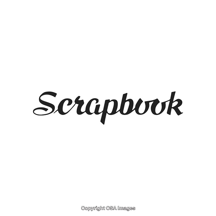 Elegant Script Typography Design Featuring the Word 'Scrapbook' in Black and White