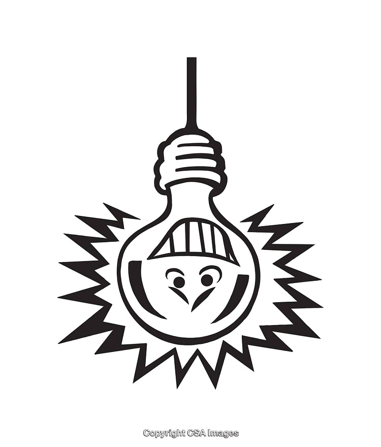Black and White Fun Lightbulb Line Art Illustration With Playful Design