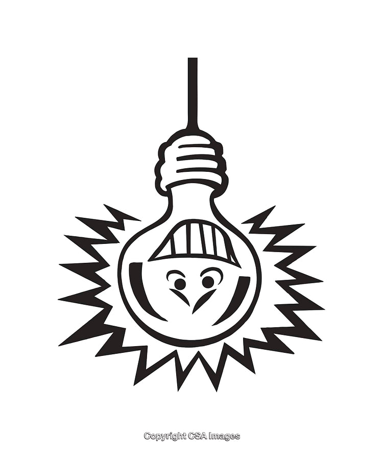 Black and White Fun Lightbulb Line Art Illustration With Playful Design