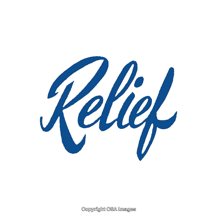 Stylish Blue Text That Reads 'Relief' on a White Background