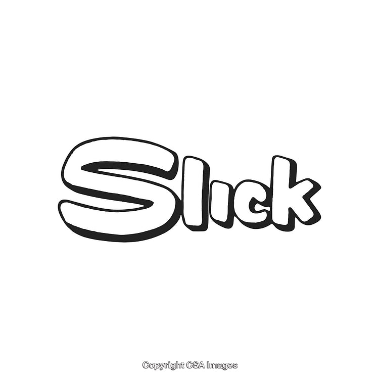 Hand-Drawn Slick Text Graphic With Bold Outlined Letter Design