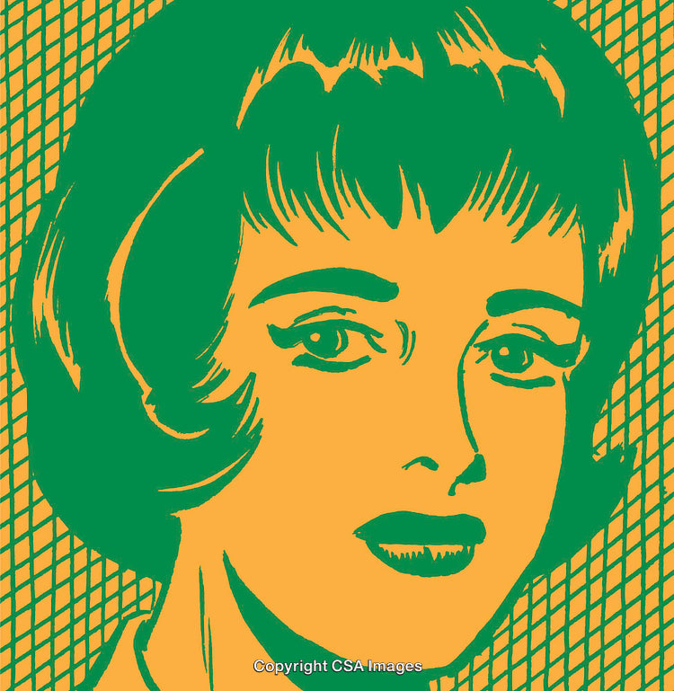 Pop Art Style Retro Portrait of a Woman in Bright Colors