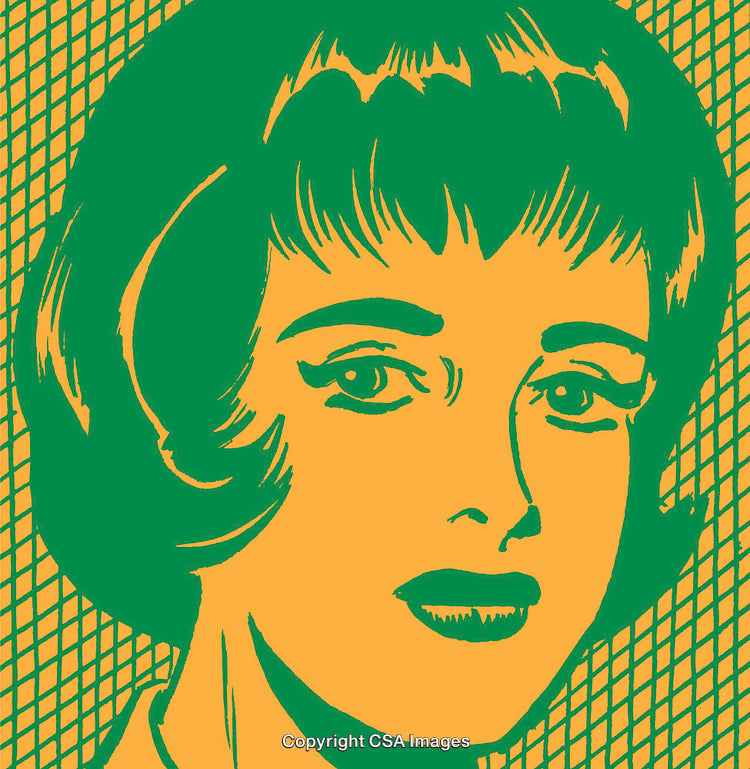 Pop Art Style Retro Portrait of a Woman in Bright Colors