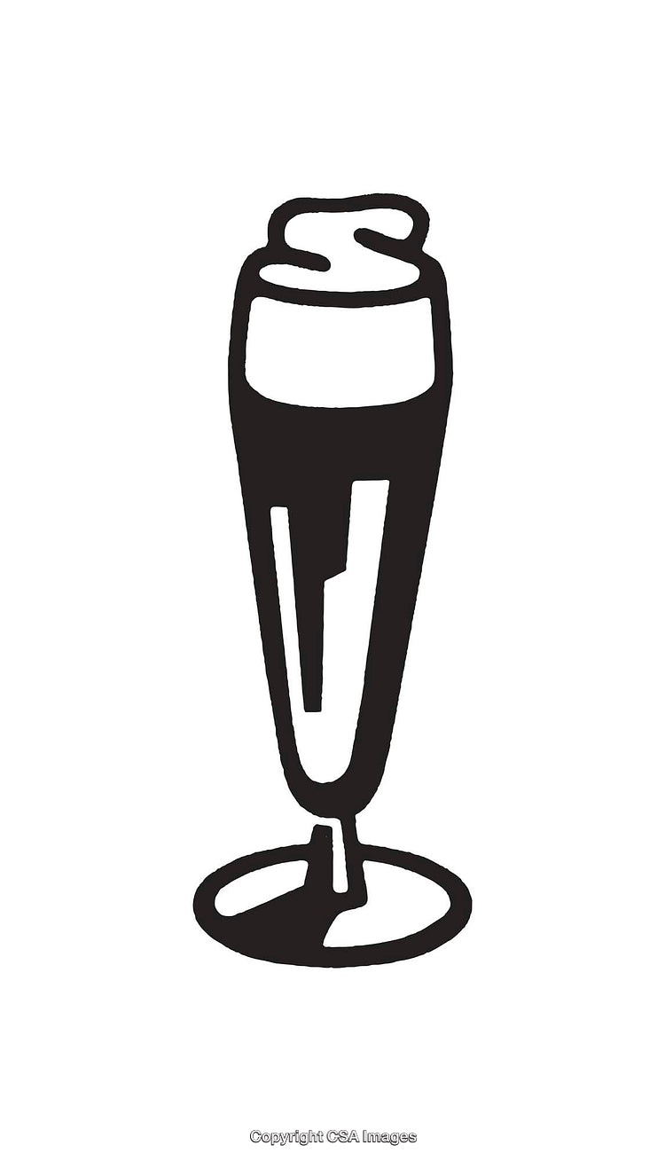 Modern Black and White Line Art Icon of a Tall Beverage Glass