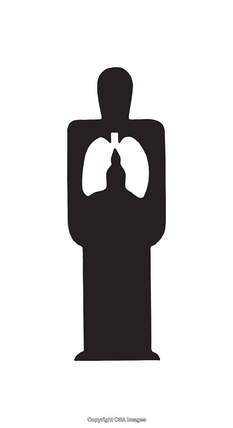 Silhouette Outline Incorporating Human Lungs with Spiritual Icon