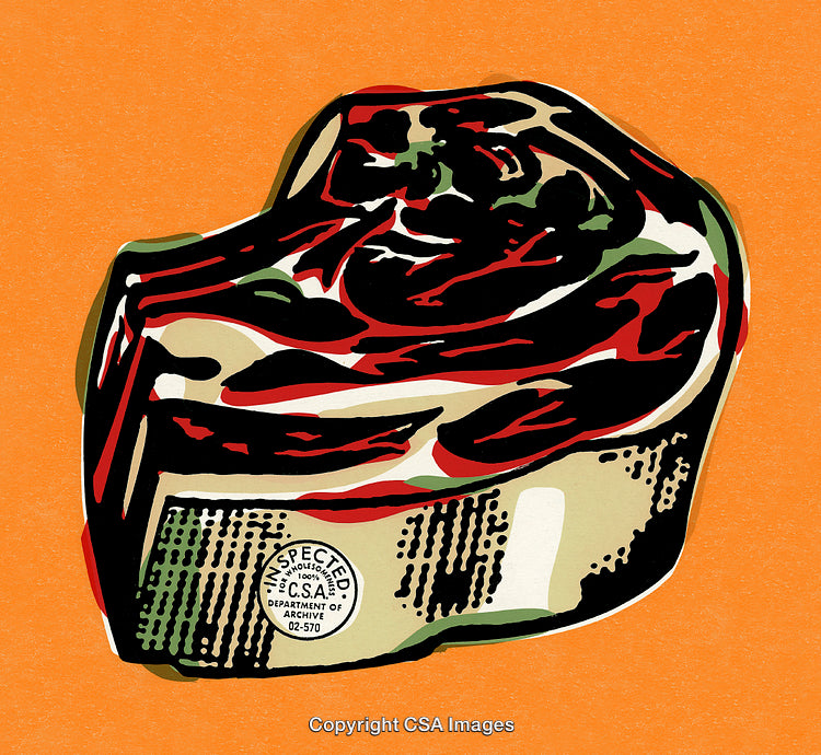 Abstract Artistic Illustration of a Ribeye Steak on a Bright Orange Background