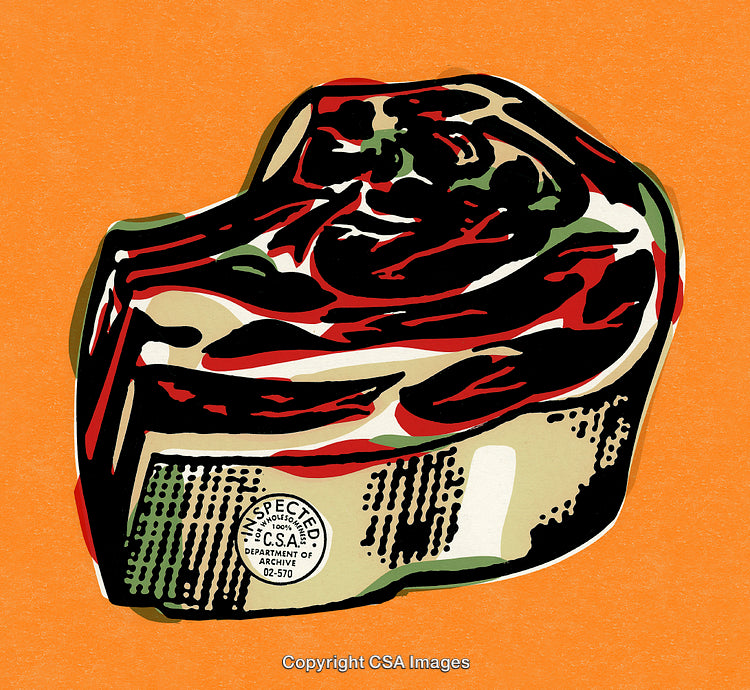 Abstract Artistic Illustration of a Ribeye Steak on a Bright Orange Background