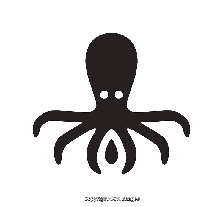 Minimalist Black and White Octopus Icon with Abstract Design