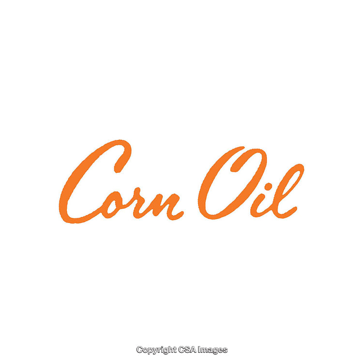 Stylish Corn Oil Textured Orange Calligraphy on White Background