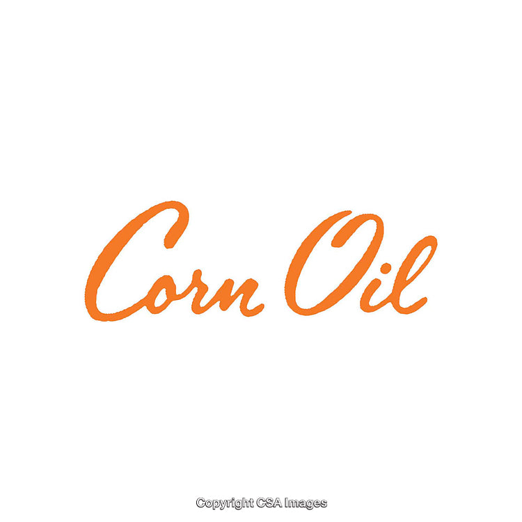 Stylish Corn Oil Textured Orange Calligraphy on White Background