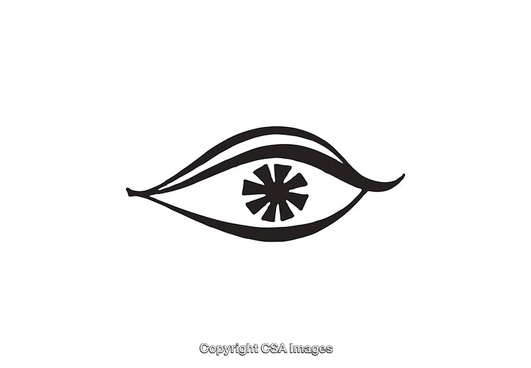 Simple Black and White Illustrated Eye Icon With Unique Center Design