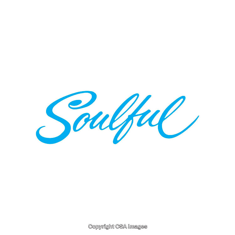 Soulful Logo Artwork in Blue Stylish Font on White Background