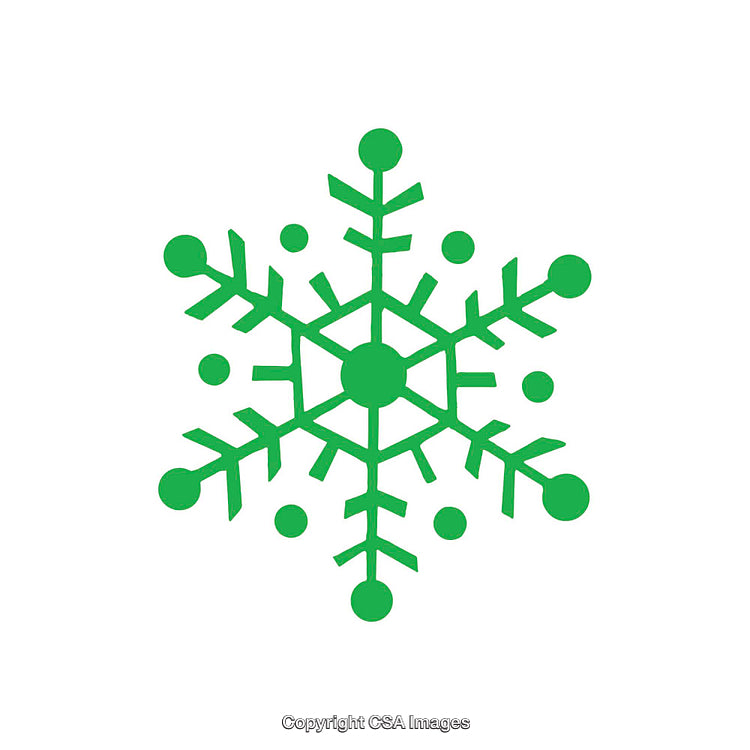 Green Snowflake Symbol Design on a White Background for Decorations or Graphics
