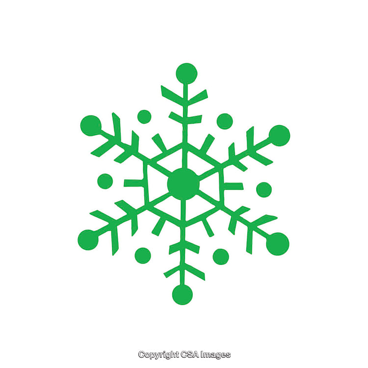 Green Snowflake Symbol Design on a White Background for Decorations or Graphics