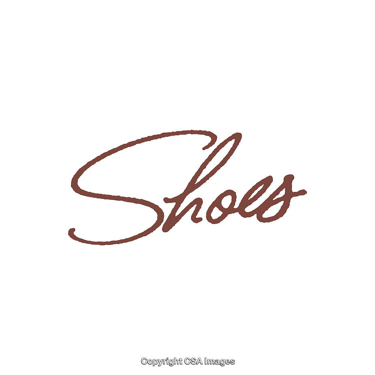 Stylish Handwritten Shoes Text Illustration on White Background