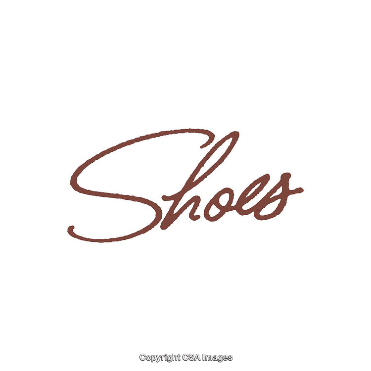 Stylish Handwritten Shoes Text Illustration on White Background