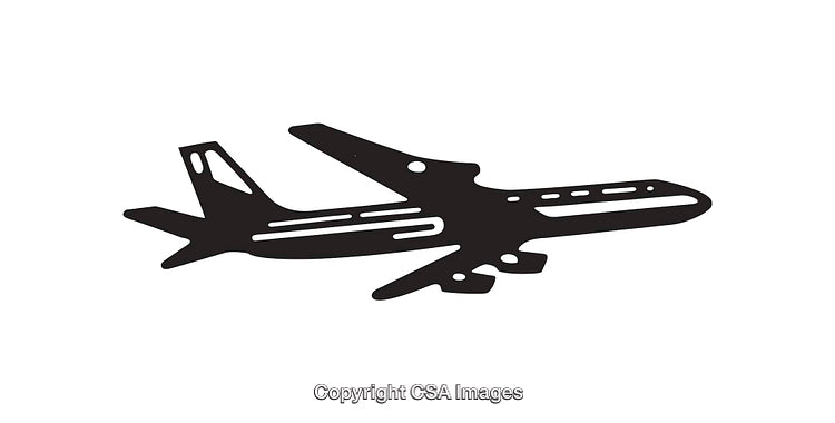 Black and White Line Art Illustration of an Airplane