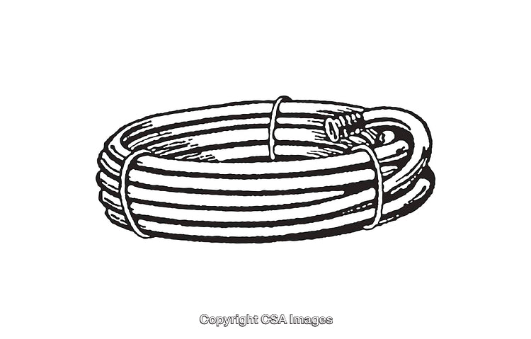Coiled Rope in Black and White Line Art Style Illustration