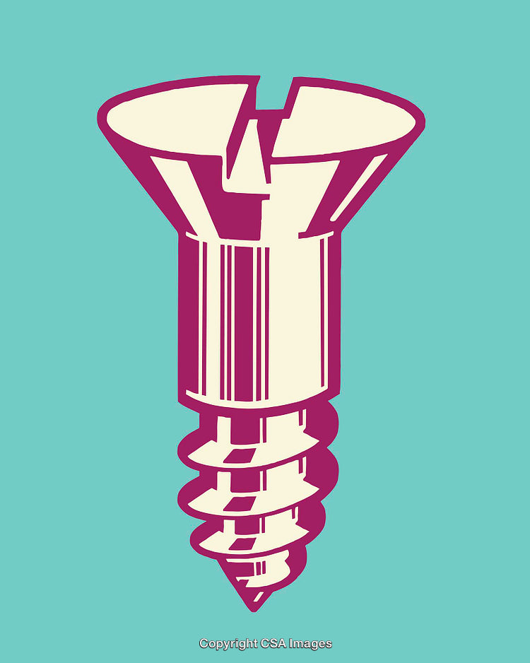 Graphic Illustration of a Screw on a Minimalist Colorful Background