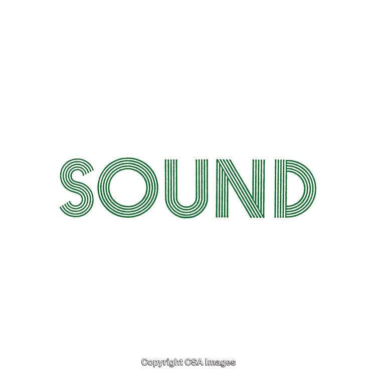 Minimalist Sound Text Design With Vibrant Green Linear Style on White Background
