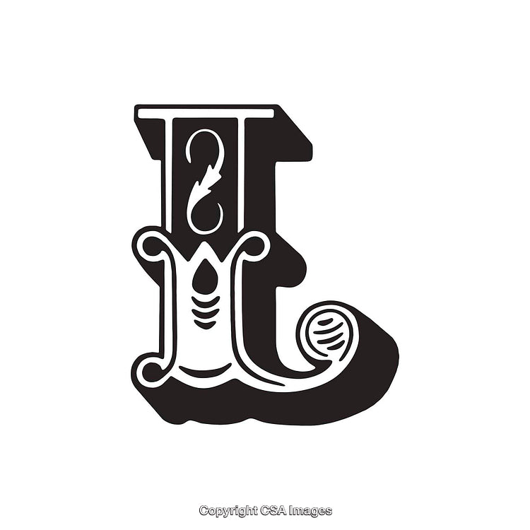Intricate Black and White Letter L with Elegant Stylized Design