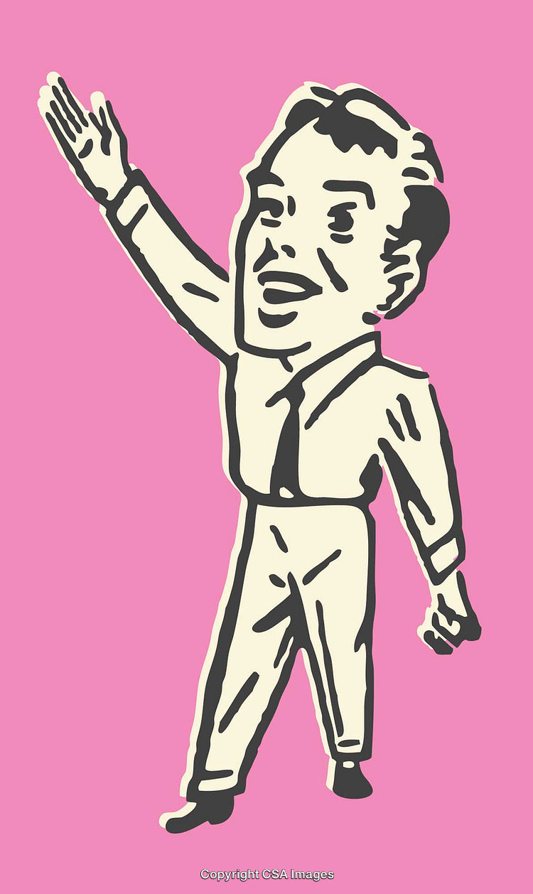 Retro Style Vector Illustration of a Man on a Pink Background