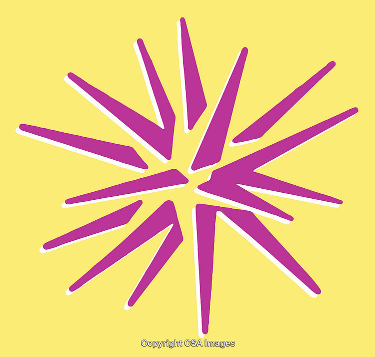 Abstract Purple Starburst Illustration on Bright Yellow Background