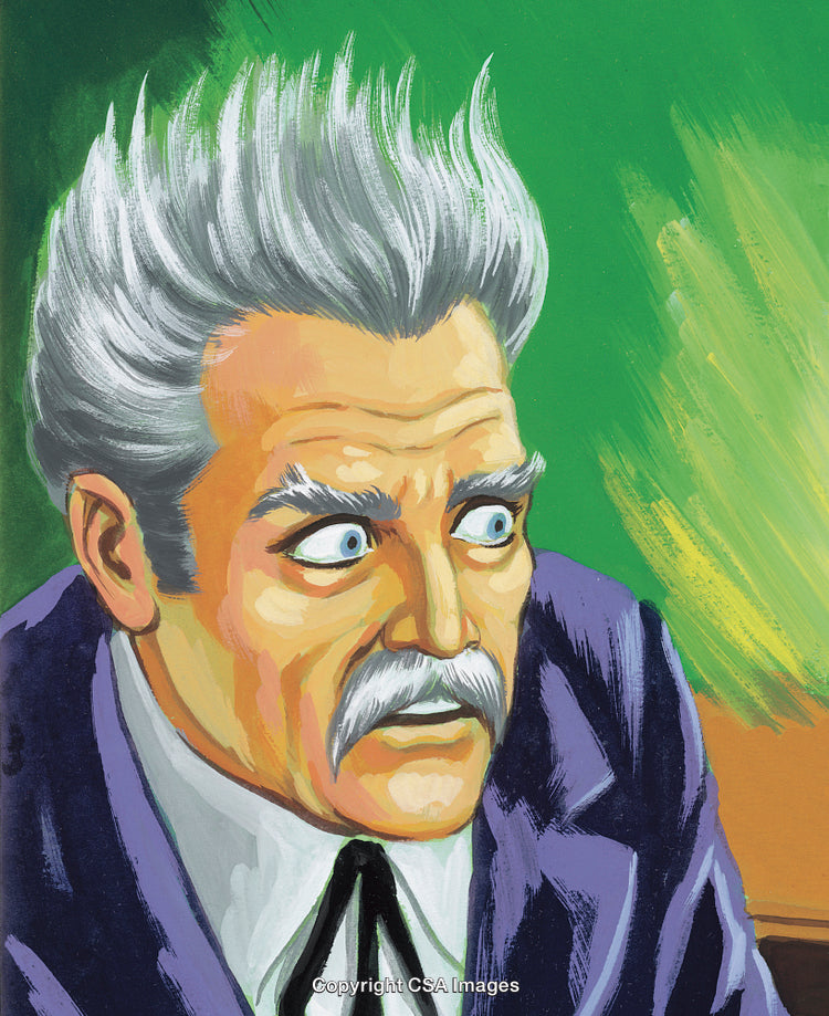 Senior Man with Surprised Expression in Artistic Illustration