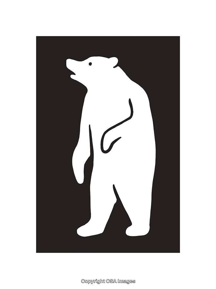 Black and White Silhouette of a Standing Polar Bear