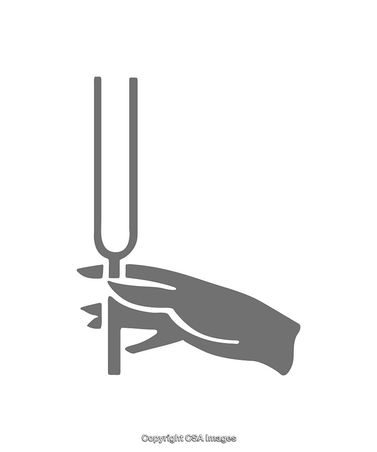 Monochrome Icon of Hand Holding Tuning Fork for Sound Concepts
