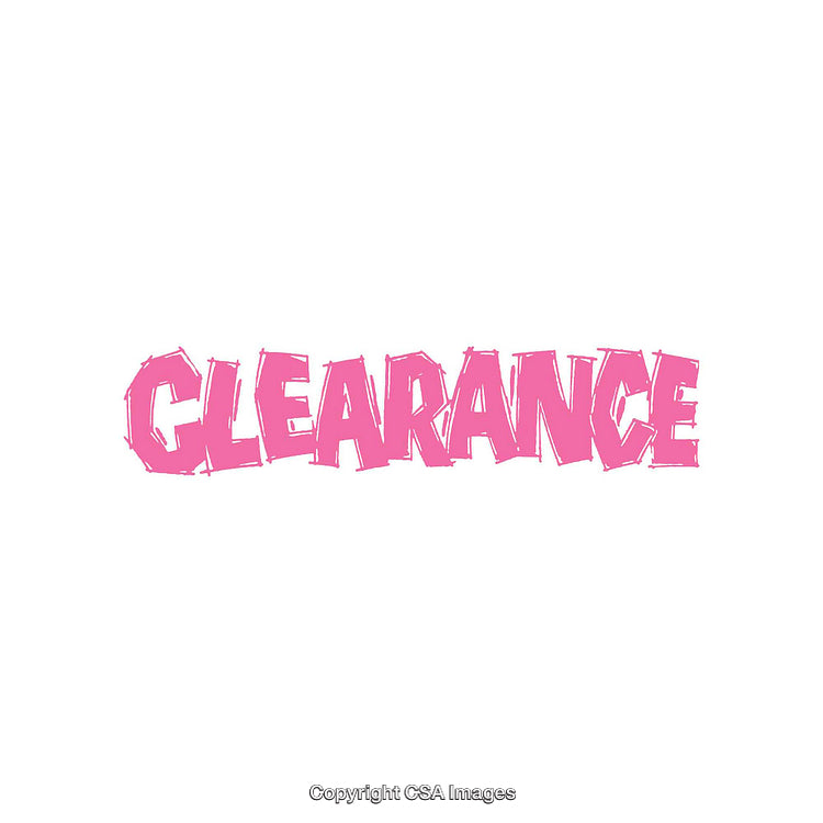 Bold Pink Clearance Text Displayed on White Background