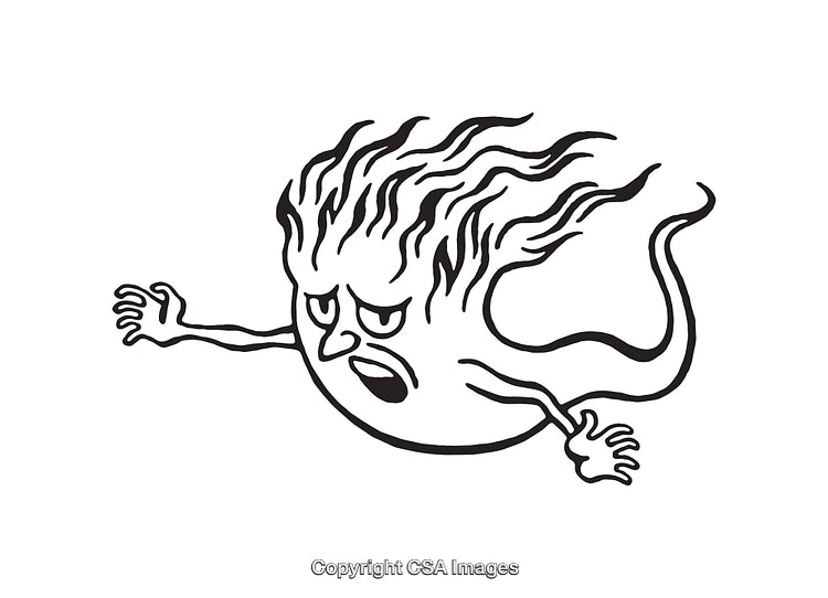 Abstract Angry Creature Black and White Line Art Illustration