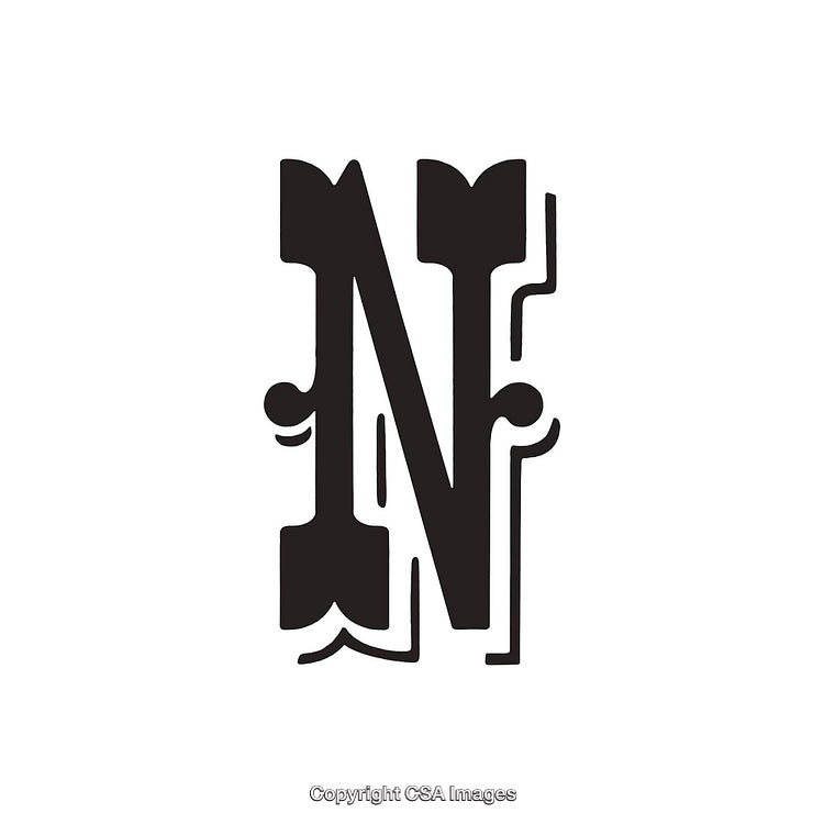 Artistic Vintage Letter N in Decorative Typeface Style
